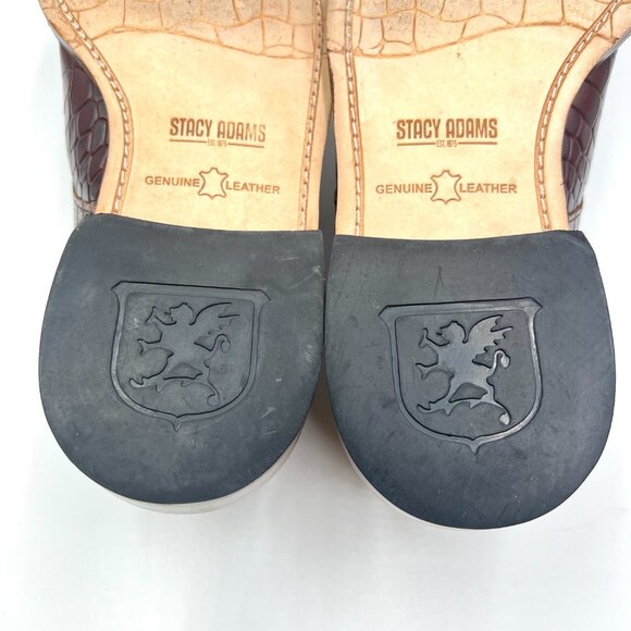 Stacy Adams Mens Size 9 Burgundy Brown Leather Croc Gator Monk Strap Dress Shoes - Picture 12 of 13